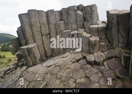 Columnar jointed in the basalt rock formation Panská skála (Lord's Rock) near Kamenický Šenov in North Bohemia, Czech Republic. Stock Photo