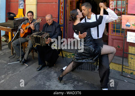 Tango Dancer at El Caminito, La Boca, Buenos Aires, Argentina Stock Photo