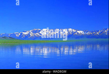 Lying in Bole city, Bortala Mongol Autonomous Prefecture, northwest China’s Xinjiang Uygur Autonomous Region, Sayram Lake wins a fame of “The last tea Stock Photo