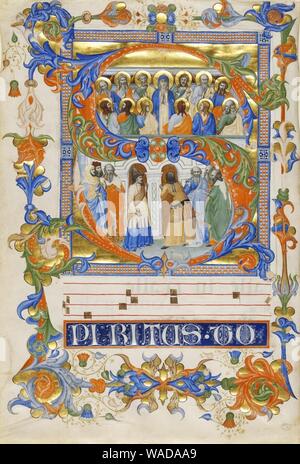 Don Silvestro dei Gherarducci - Gradual 2 for San Michele a Murano - The Pentecost in an Initial S Stock Photo