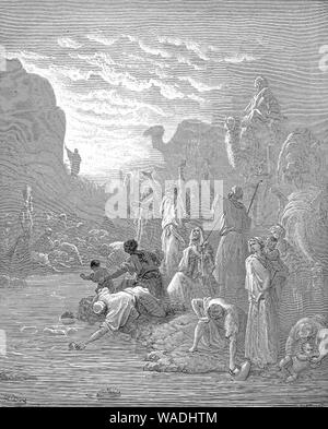 Moses Striking the Rock in Horeb, Old Testament, by Gustave Doré, 1863 ...