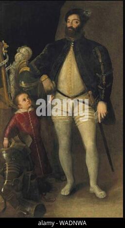 Double portrait of Guidobaldo II della Rovere Duke of Urbino and his son Francesco Maria II. Stock Photo