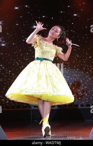 Japanese singer and actress Noriko Sakai or Nori-P performs during her concert in Hong Kong, China, 14 July 2019. Stock Photo