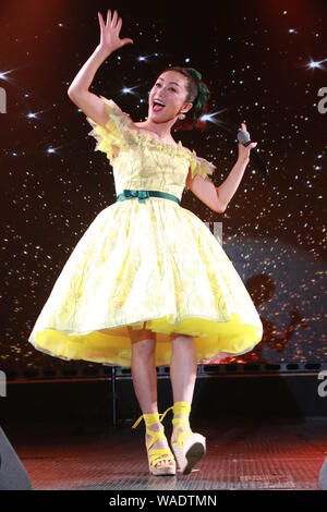 Japanese singer and actress Noriko Sakai or Nori-P performs during her concert in Hong Kong, China, 14 July 2019. Stock Photo