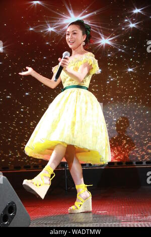 Japanese singer and actress Noriko Sakai or Nori-P performs during her concert in Hong Kong, China, 14 July 2019. Stock Photo