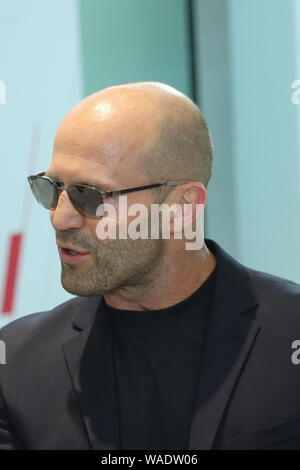 English actor Jason Statham arrives as he visits a dealership store of SALEEN in Beijing, China, 20 July 2019. Stock Photo