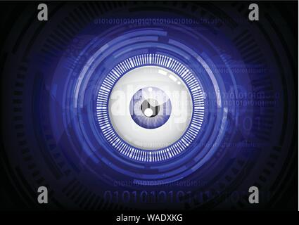 blue eye ball abstract cyber future technology concept background, illustration vector. Stock Vector