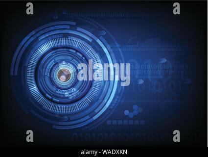 blue eye ball abstract cyber future technology concept background, illustration vector. Stock Vector