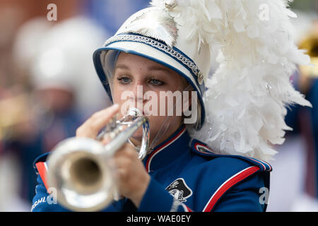 Buckhannon, West Virginia, USA - May 18, 2019: Strawberry Festival, Members of the Buckhannon-Upshur High School Band, performing during the parade Stock Photo