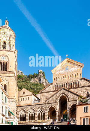 Amalfi, splendid village and seaside resort capital of the homonymous Amalfi Coast, behind the Gulf of Naples. Cathedral of Sant'Andrea. Stock Photo