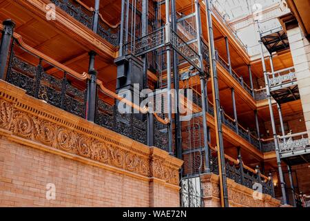 Beautiful Staircases and architecture at the Bradbury Building in Los Angeles Stock Photo