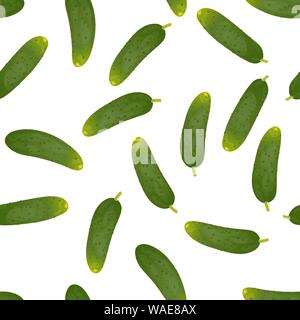 Seamless pattern background with cucumbers. Vector illustration. Vegetarian food. Stock Vector