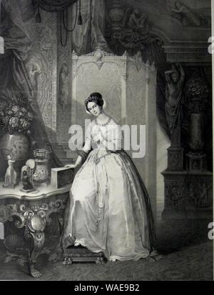 Drawing of Adelaide of Austria, Queen of Sardinia by an unknown artist. Stock Photo