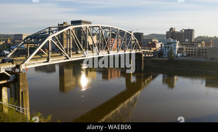 Vehicle traffic over the river into the downtown city center in Charleston West Virgina Stock Photo