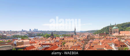 Panoramic view on Prague historical center, Hradcany and Vltava river from Prague castle. Prague, Czech republic. Stock Photo