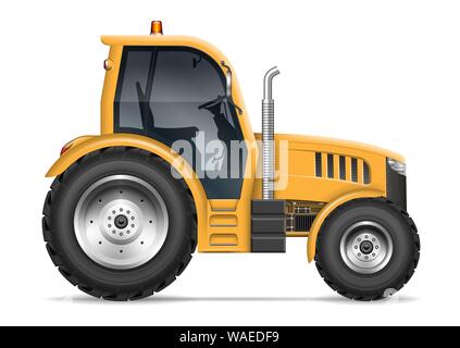 Yellow Tractor With Large Wheels Side View Heavy Machinery Farm Equipment  Modern Agricultural Vehicle Flat Vector Icon Stock Illustration - Download  Image Now - iStock
