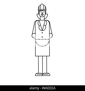 happy labor day - woman engineer employee white background vector illustration linear style Stock Vector