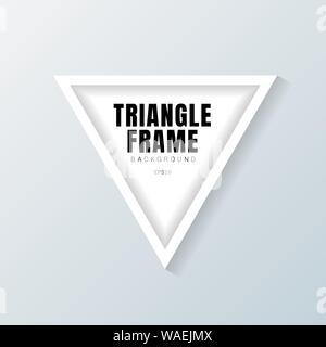 Realistic white triangle frame mockup on gray background. You can use for interior design text box element, picture framing. Vector illustration Stock Vector