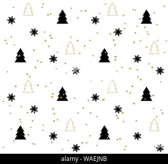 White Seamless pattern with black Christmas trees Stock Vector