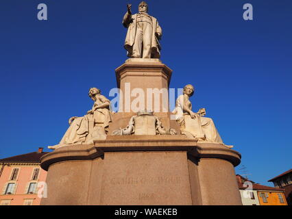 Cavour statue by Ercole Villa, Vercelli, Piedmont. Stock Photo