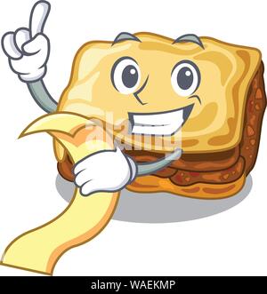 With menu moussaka isolated with in the cartoon Stock Vector