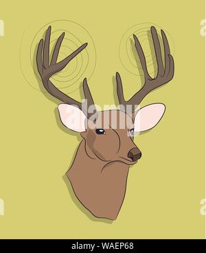 portrait of a deer on a colored background, vector Stock Vector