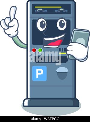 With phone parking vending machine in a character Stock Vector