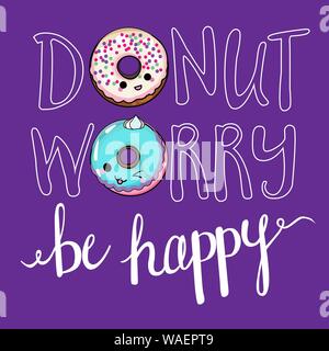 Donuts with pink, blue mint glaze falling on Violet background. Vector banner. Stock Vector