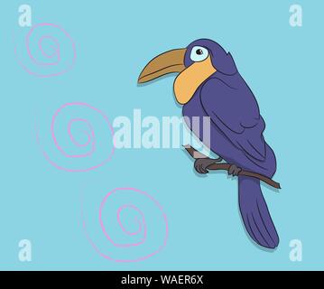 bird sitting on a branch, vector, bright background Stock Vector