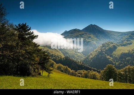 Low cloud over La Freidiere and Mont Barral Vercors Regional Natural Park France Stock Photo