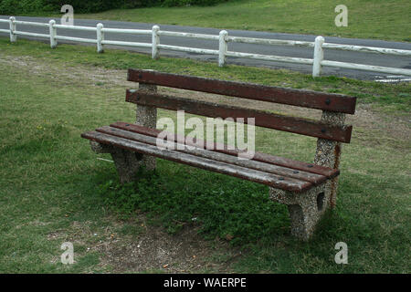 Empty bench, Gonubie beach, East London, South Africa Stock Photo