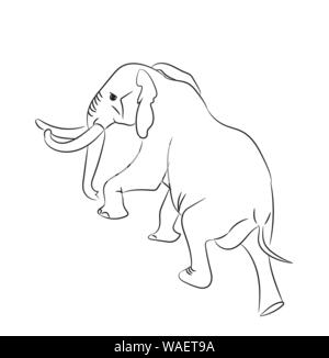 elephant graphic line, goes, vector, white background Stock Vector