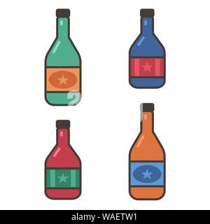 Set of wine bottles isolated on white background. Vector EPS10 Stock Vector