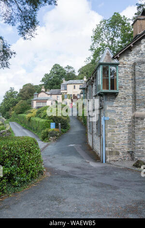 John Ruskin's Brantwood House and museum overlooking Coniston Water, Cumbria, England, UK Stock Photo