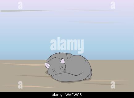 wolf asleep on background nature background, vector Stock Vector
