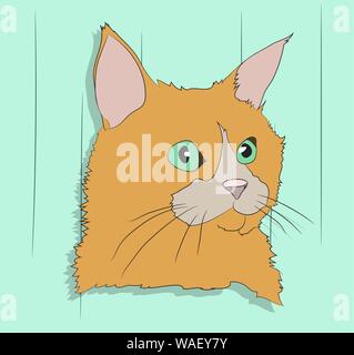 cat portrait vector illustration, color background, vector Stock Vector