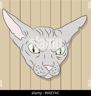 vector illustration, portrait of a cat, bright background, vector Stock Vector