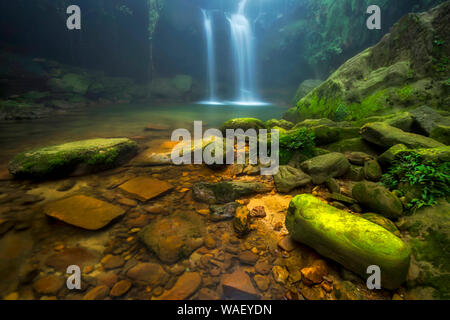 Asdad falls in Laitmawsiang the garden of caves, Meghalaya, India. Stock Photo