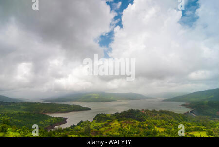 Koyna dam backwaters in Maharashtra, India. Stock Photo