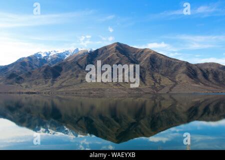 Mountain Reflection in Lake Stock Photo