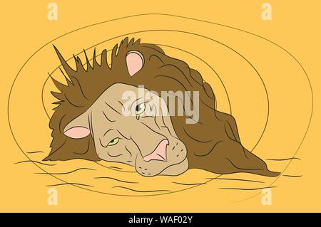 vector illustration lion portrait, on a colored background, vector Stock Vector