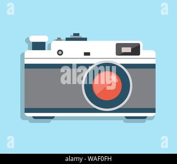 vector illustration of a camera on a colored background Stock Vector