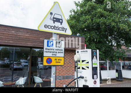 Ecotricity Electric Vehicle Recharging Point at Warwick services motorway service station on the M40 Stock Photo