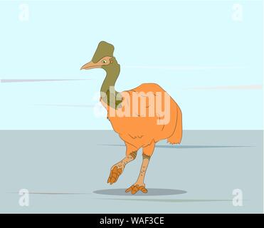 dinosaur bird stands, looks at nature, vector Stock Vector