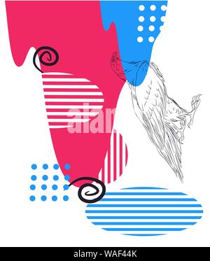 eagle drawing lines on vector abstraction background Stock Vector