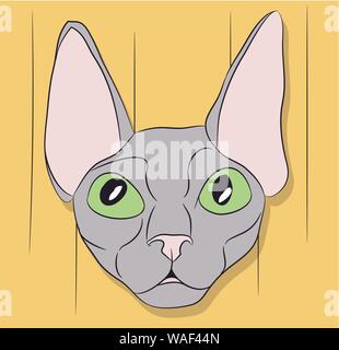 vector illustration, portrait of a cat, bright background, vector Stock Vector