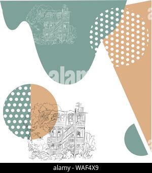 abstract shapes with brushstrokes vector, white background Stock Vector