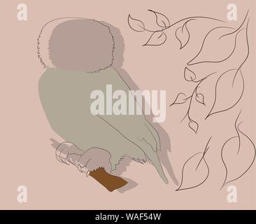 an owl stands in the nature, vector Stock Vector