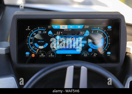 Electronic dashboar malibu command center boat close up Stock Photo