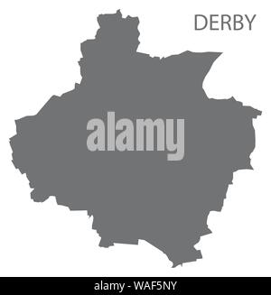 Derby grey district map of East Midlands England UK Stock Vector